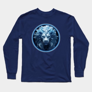 Blue 3D Lions Head Long Sleeve T-Shirt